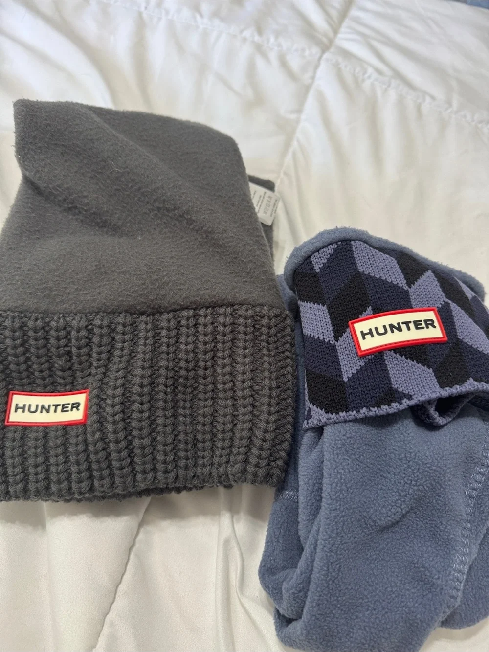 Hunter Two-Pairs Knit boot sock liners in Charcoal Gray & Slate Blue medium EUC